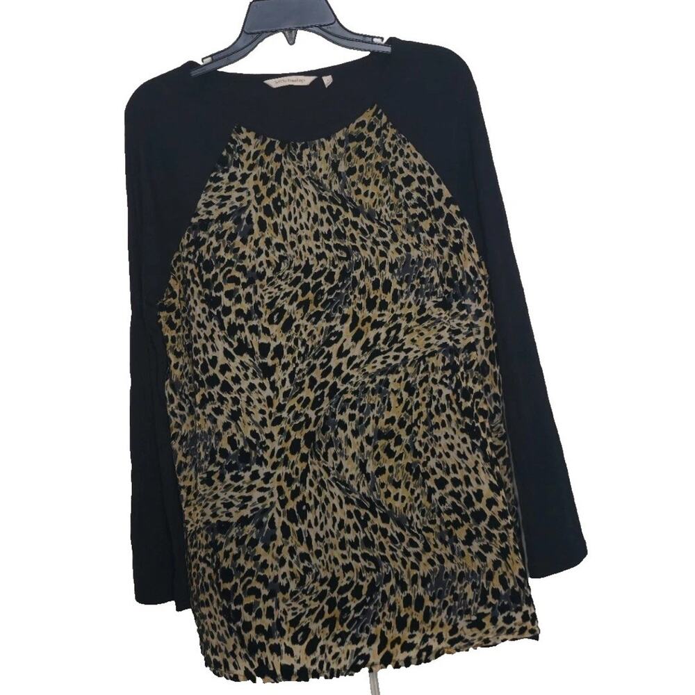 Soft Surroundings Animal Instincts Top Women's Size L Burnout‎ Velvet Leopard